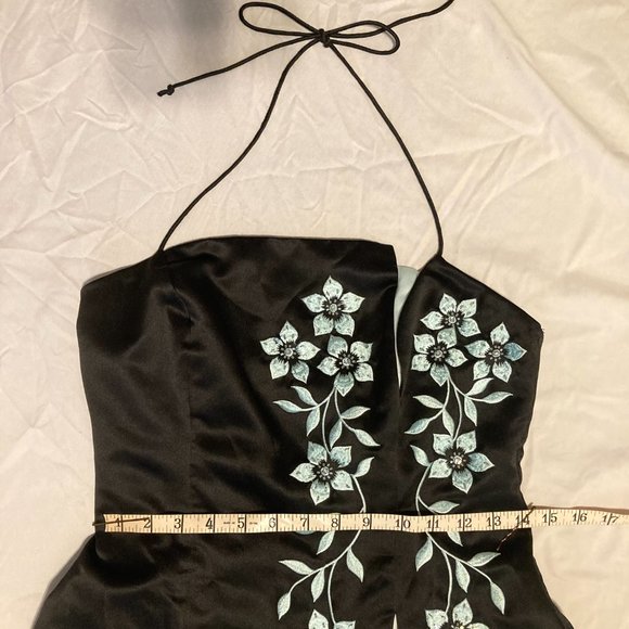 Morgan and Co. Vintage Y2K Black/Blue Cherry Blossom Strapless Formal Dress - Picture 4 of 12